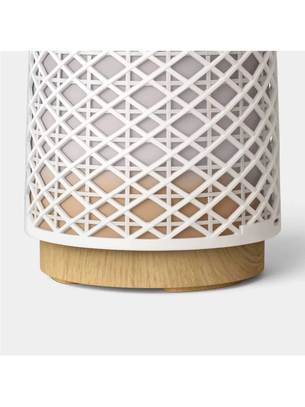 Rattan Battery/Solar LED Outdoor Lantern Heathered White Threshold Studio McGee
